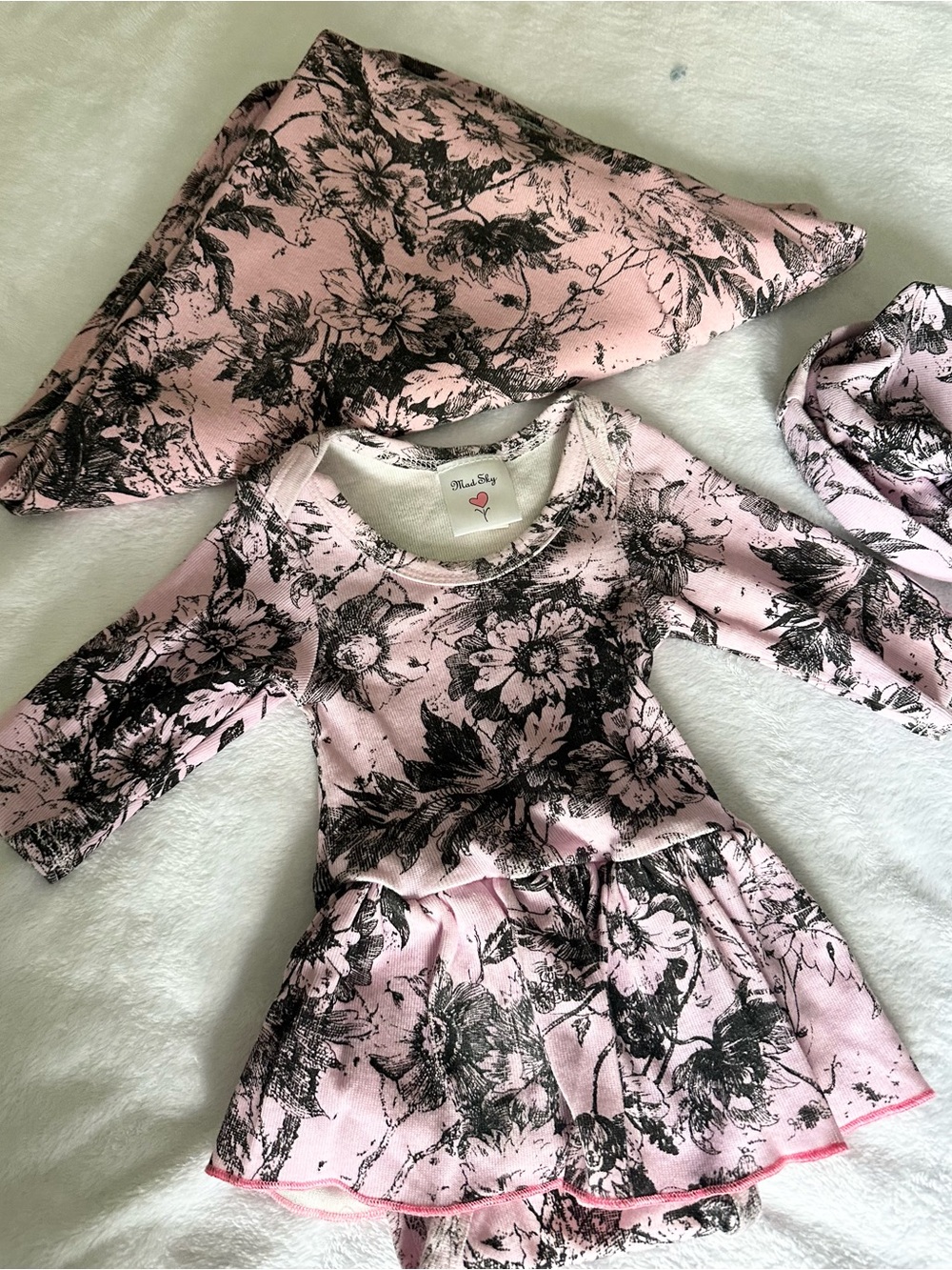 Blooming Blush Pink Floral Baby Pajama Set by